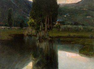 Lac avec cyprès et maisons, 1923 - Teodoro Wolf Ferrari