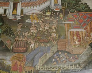 Détail de la ville de Phitsanulok, Wat Bowonniwet Vihara, Bangkok