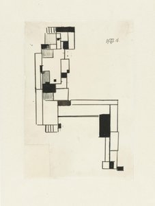 Femme nue assise, la main sur la tête - Theo van Doesburg (signed by artist)