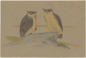Carte de vœux avec deux hiboux