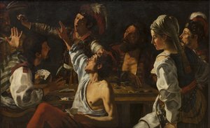 Joueurs de cartes et de backgammon. Dispute autour des cartes - Theodoor Rombouts