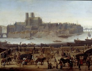 Le quai et le pont de la Tournelle à Paris (détail) - Theodor (attr. to) Matham