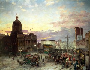 Washington Street, Indianapolis au crépuscule - Theodor Groll