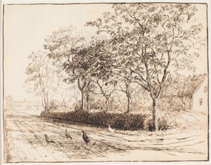 Poules devant une ferme à Kastrup. Katrupvejen - Theodor Philipsen