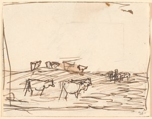 Esquisse de paysage avec des vaches - Theodor Philipsen