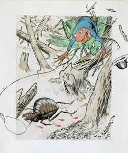 Chasse aux puces dans la forêt vierge - Theodor Kittelsen