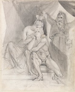 Prospero observant Ferdinand et Miranda