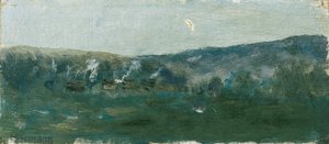 Paysage vallonné avec croissant de lune