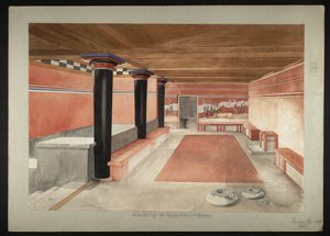 Salle du trône réimaginée du Palais de Minos à Knossos (détail)