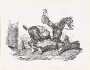 Cheval de carrosse monté par un palefrenier, dit aussi Cheval anglais avec une couverture à carreaux (Carriage Horse Ridden by a Groom, also called English Horse with a Checkered Blanket) - Theodore Gericault