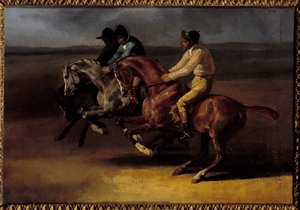 Course de chevaux allant vers la gauche au moment du départ