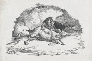 Lion dévorant un cheval, 1818