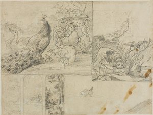 Esquisses de compositions décoratives de paysages et d