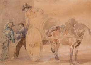 Trois Hommes Déchargeant une Charrette - Theodore Gericault