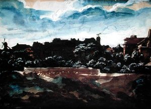 Vue des collines de Montmartre (aquarelle) - Theodore Gericault