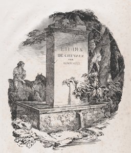 Abreuvoir, page de titre de Études de Chevaux, 1822