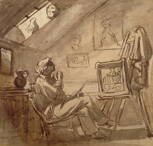 Jeune peintre dans son atelier