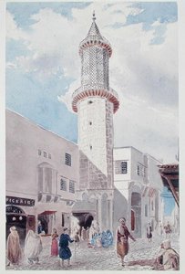 Le Minaret de la Mosquée sur la Rue de Chartres et la Rue Bab-Azoun, Alger - Theodore Leblanc