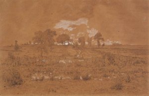 Paysage du soir avec un marais - Theodore Rousseau