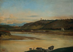 Paysage avec rivière, vers 1834-35 (huile sur papier sur toile)