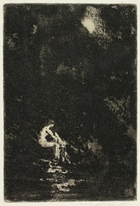 Une nymphe se baignant, clair de lune