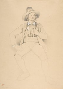 Un homme en costume tyrolien, assis, fumant une pipe, 1842 - Theodore Valerio