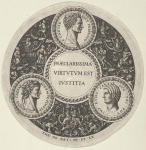 Design pour un plat avec portraits des empereurs romains César, Claude et Othon, vers 1588