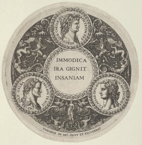 Design pour un plat avec portraits des empereurs romains Néron, Galba et Caligula, vers 1588 - Theodore de Bry