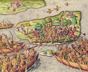 Hans Staden capturé par des Amérindiens au Brésil - Theodore de Bry