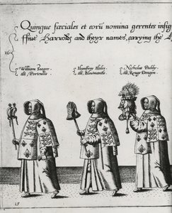 Hérauts dans le cortège funèbre de Sir Philip Sidney en route vers la cathédrale Saint-Paul - Theodore de Bry