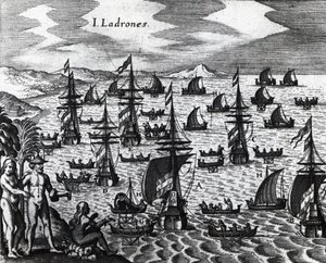 Îles des Voleurs, gravure de Peregrinationes - Theodore de Bry