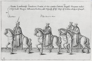 Lord-maire et échevins dans le cortège funèbre de Sir Philip Sidney en route vers la cathédrale Saint-Paul
