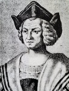 Portrait de Christophe Colomb, gravure par Theodore de Bry