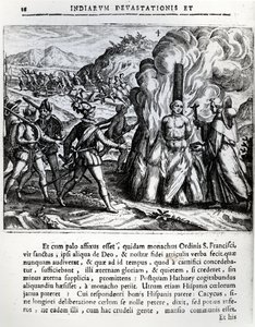 Le bûcher de Hatuey par les Espagnols à Yara, Cuba, le 2 février 1512, 1664