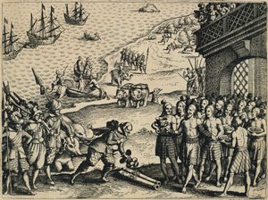 Les Hollandais débarquant à Calcutta - Theodore de Bry