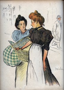 Les blanchisseuses Dessin de Théophile Alexandre Steinlen (1859-1923) - dans « Le Rire » de 1898 - Deux blanchisseuses - Si vous deviez écouter tous les clients, cela signifierait trop de linge à nettoyer pour nous