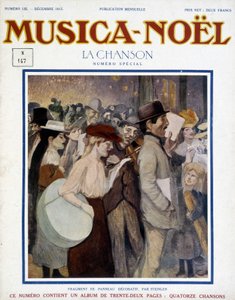 Magazine « musica Noel », numéro spécial chanson de décembre 1913. La couverture consiste en un fragment de panneau décoratif de Steinlen.