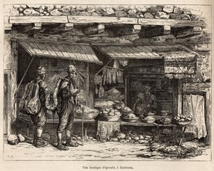 Une épicerie à Erzeroum (Arménie) (illustration du voyage en Lazistan et Arménie, par Théophile Deyrolles, 1869, publié dans "Le tour du monde" 1875) - Theophile Louis Deyrolle