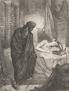 Pourtant elle doit mourir : planche 11 de Othello Acte 5, Scène 2, gravé en 1844, réimprimé en 1900 - Théodore Chassériau