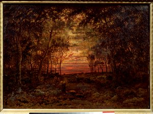 Coucher de soleil dans la forêt - Pierre Etienne Theodore Rousseau