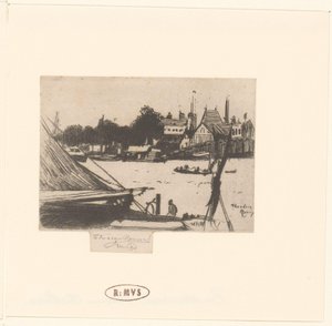 Vue de la rivière avec des bateaux - Théodore Roussel (signed by artist)