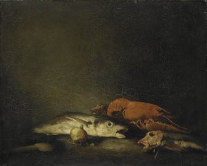 Nature morte avec poissons et un homard