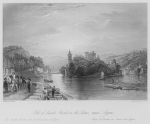 Île de Sainte Barbe sur la Saône, près de Lyon (gravure)
