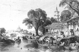 Fermes de Soie à Hoo-Chen, gravé par J. Tingle