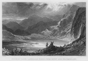 Stickle Tarn, Langdale Pikes, de Pavey Ark, Westmorland