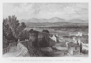 Vue des murs de Chester, regardant vers le Pays de Galles (gravure) - Thomas (after) Allom