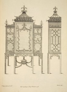 Conception pour une vitrine, pub. 1753 (gravure) - Thomas (after) Chippendale