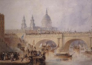 Débarquement du Lord Maire au pont de Blackfriars, vers 1830 - Thomas Allom