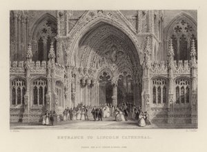 Entrée de la cathédrale de Lincoln - Thomas Allom