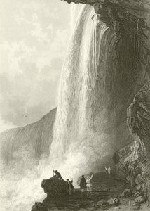 Chute du Fer à Cheval, Niagara. Entrée de la caverne, du côté anglais - Thomas Allom